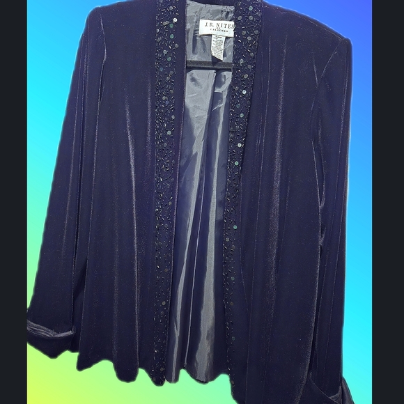 Black Velvet Jacket With Beaded Lapel By J. R. Nite - Picture 3 of 7